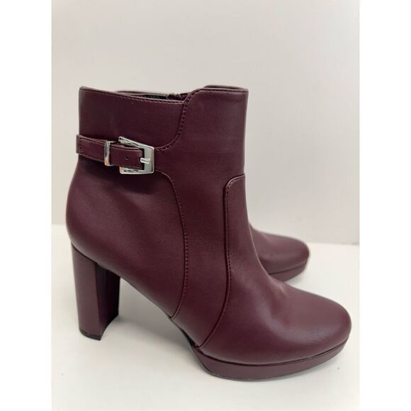 Naturalizer Boots Size 9.5 Burgundy Platform High Heel Ankle Booties NEW - Picture 2 of 10